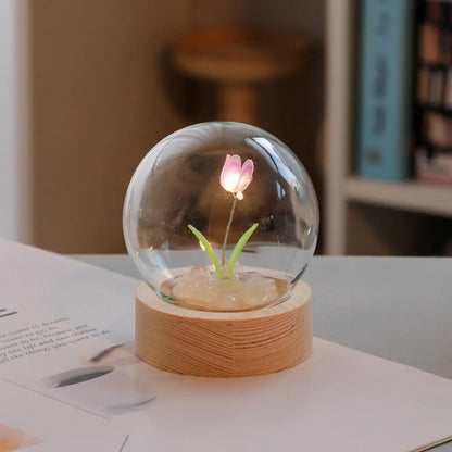 Tulip Night Light Cute Bedroom Room Decor Floral Lamp Valentines Day Gift Lampara Tulipanes Girlfriend DIY Material Handmade