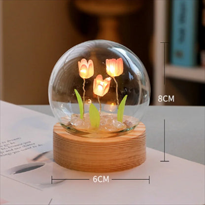 Tulip Night Light Cute Bedroom Room Decor Floral Lamp Valentines Day Gift Lampara Tulipanes Girlfriend DIY Material Handmade