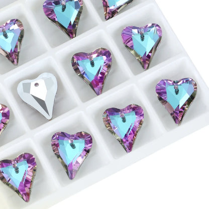 12Pcs Crystal 6240 Wild Heart Pendant Glass Austria Loose Beads Charms Rhinestones for DIY Earring Necklace Jewelry Accessories