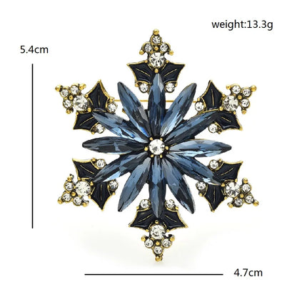 Wuli&baby Rhinestone Snowflake Brooches For Women Unisex 2-color Winter Flower Party Office Brooch Pins Gifts