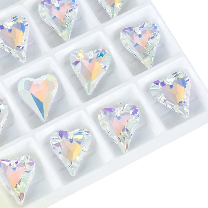 12Pcs Crystal 6240 Wild Heart Pendant Glass Austria Loose Beads Charms Rhinestones for DIY Earring Necklace Jewelry Accessories