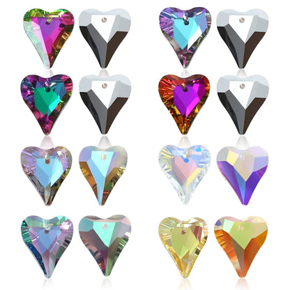 12Pcs Crystal 6240 Wild Heart Pendant Glass Austria Loose Beads Charms Rhinestones for DIY Earring Necklace Jewelry Accessories